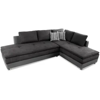 luma-home Eckcouch Kunstleder 4-Sitzer Anthrazit/Grau