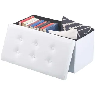 Infactory Faltbare 2in1-Sitzbank und -truhe 80 l 1-tlg. weiß