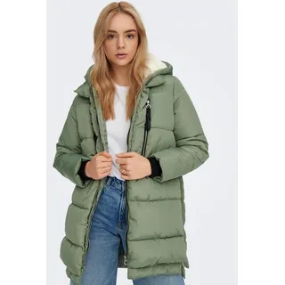 Steppmantel ONLY "ONLNORA LONG PUFFER COAT" Gr. M (38), blau (sea spray) Damen Mäntel Übergangsmäntel mit Kapuze