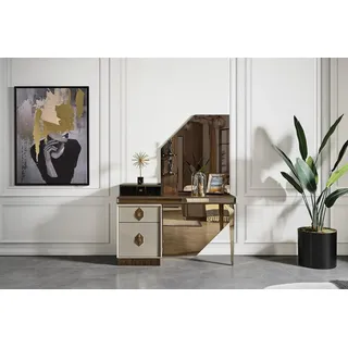 JVmoebel Schminktisch Moderner Schminktisch mit Spiegel in Beige und Holz-Glas-Kombination (1-St., Schminktisch mit Spiegel), Made in Europa beige|braun