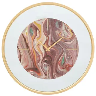 Mauro Ferretti Wanduhr mit Spiegel, Mix, Ø 60 x 5 cm, mehrfarbig - Rosa