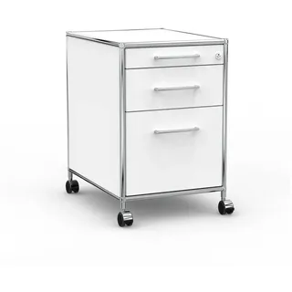 Versee Rollcontainer Bürocontainer VERSEE – 60 / 80 cm, 3 oder 4 Schubladen, Farbauswahl, (Schubladencontainer für Büro und Home-Office, 1 Rollcontainer), robust & kratzfest, 50kg belastbar weiß 43,5 cm x 66,5 cm x 60 cm