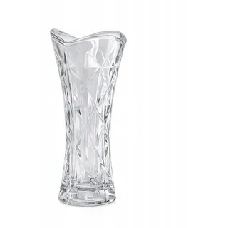 Glasvase 17,5cm in Kristall-Optik | Elegante Blumenvase aus dickem Glas | Transparente Deko-Vase für Tisch, Wohnzimmer & Hochzeit