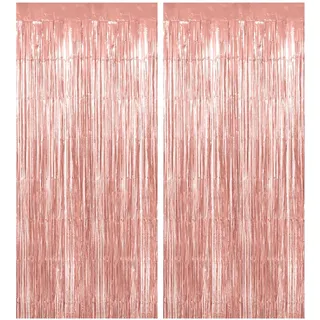 Glitzervorhang,Fransenvorhang 2 Stück 1x2m,Lametta Vorhang,Vorhänge Roségold,Glitzer Vorhang,Roségold Deko,Prinzessin Geburtstag Deko,Deko Roségold,Geburtstagsdeko Roségold