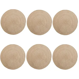 6er Set Tischsets, Platzset Rund, Tischuntersetzer Abwaschbar Platzteller Untersetzer Teller Platzsets Boho Weben Hitzebeständige Tischset Rund Rutschfest Platzdeckchen (Khaki,18cm)