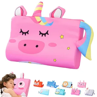 Snrtevu Spiel Wolke Kuschelfreund - Kinderkopfkissen, Schlummerkids Kissen, Kawaii Tiere, Atmungsaktiv und Hautfreundlich, Ergonomisches Kissen Kinder für Besserenund Gesünderen (45 * 27(Ages 3–6),E)