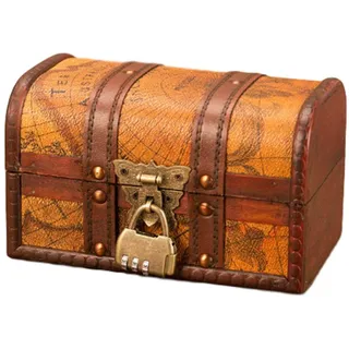 chlius Schatztruhe, Piratenkiste,Truhe, Holztruhe, Schatzkiste,Kiste, Große Schatzkiste mit Griff, Vintage-Look Piraten Schatzsuche massiv Kolonialstil Piratenkiste Mit Verschluss