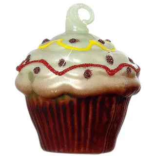 SIKORA Christbaumschmuck Cupcake Grün besondere Weihnachtskugel Glas Anhänger – BS355, Christbaumschmuck Deko - traditionell, witzig & außergewöhnlich