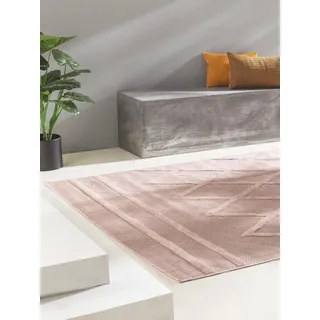 benuta Nest In- & Outdoor Teppich Bonte - Rosa 200x290 cm - Strapazierfähig & Pflegeleicht - Für Balkon, Terrasse, Garten - Küchenteppich & Wohnzimmerteppich - Geometrisch, Boho-Style, Hygge Cozy