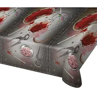 Folat 1 Tischdecke * BLUTIGE Operation * für Halloween oder schaurige Motto-Party // Party Plastic Table Cover Motto Organe Grusel Oktober Säge Kneifzange