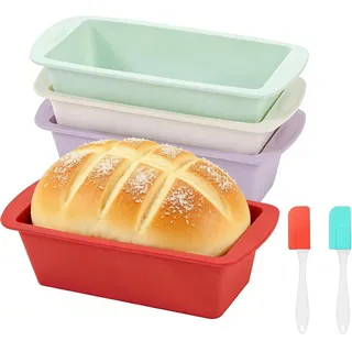 4 Stück Silikon Backformen, Silikonbackform Kastenform Silikon Kuchenform Kasten