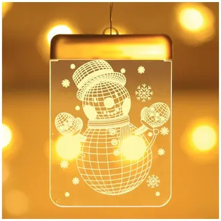 Rosnek Beleuchtetes Fensterbild 3D-Effekt, hängend, für Weihnachten Store Glas Wand Deko, Fensterdekoration Lichter; Weihnachtsmann Schneeflocke Baum Schneemann Schneemann