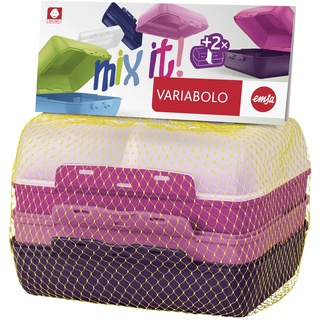 Emsa 517052 Variabolo 4-teiliges Frischhaltedosen Girls-Set, 16 x 11 x 7 cm, beidseitig zu öffnen, platzsparend ineinander stapelbar, rosa