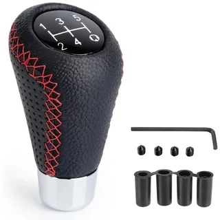 QLEQMZTV Für FIAT Abarth 595 Abarth 500 Abarth 124 Spider Auto Schaltknauf Abdeckung, Universal 5 Gang Leder Manueller Schalthebel Schaltknauf Shifter Mit 4 Adaptern 8/10/11/12mm Schutz Zubehör