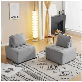 HAUSS SPLOE Loungesessel Einzelsofa, Wohnzimmer-Modulsofa, Freizeitsessel, armloser Stuhl (Modulsofa, 1-Personen-, 2-Personen-, 3-Personen-, 4-Personen-Ecksofa, Spleißsofa) grau