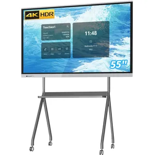 TouchWo 55 Zoll Touchscreen-Monitor Smart Board, 4K Interaktives Whiteboard, All-in-One PC Touchscreen mit Dual-System, Digital Signage Display für Büro, Klassenzimmer, Core i3 RAM 4GB+SSD 256GB