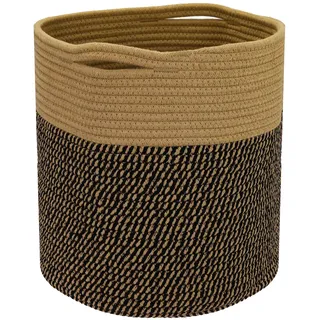 HMF Aufbewahrungskorb runder Korb mit versteckten Griffen 31 x 31 cm Schwarz-Honig