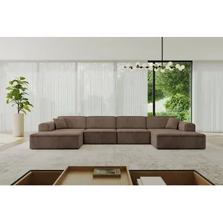 altdecor Eckcouch Samt 6-Sitzer Braun