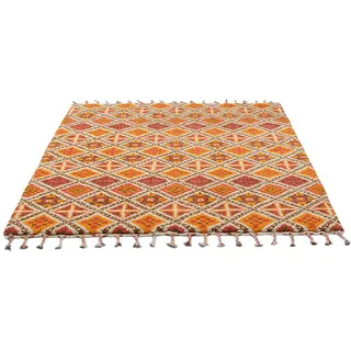 THEKO Wollteppich Marmoucha, rechteckig, Höhe: 24 mm, echter Berber Teppich, reine Wolle, handgeknüpft, auch als Läufer rot 250 cm x 350 cm x 24 mm