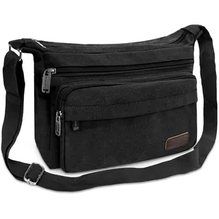 Aucuu Wasserdichte Umhängetasche Herren, Multi-Tasche Messenger Bag, Leinwand Schultertaschen, Canvas Crossbody Tasche, Arbeitstasche, Herrentasche für Schule Reisen Arbeits - mittelgroß