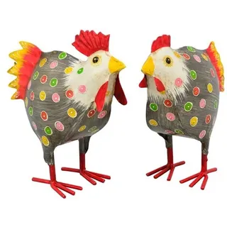 2er Set Metall-Deko "Hahn+Huhn"grau 22cm*Ostern*Frühling*Gockel Henne Handarbeit