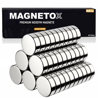 MAVURA Magnethalter MAGNETOX Neodym Magnete Mini Magnet Set Magnetscheiben, Scheibenmagnet Kühlschrank Pinnwand Kühlschrankmagnete [60x] silberfarben