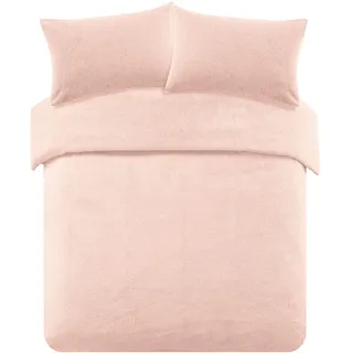 Brentfords Teddy-Fleece-Bettbezug mit Kissenbezug, wärmend, flauschig, warm, weich, zartrosa, für Doppelbett Blush Pink