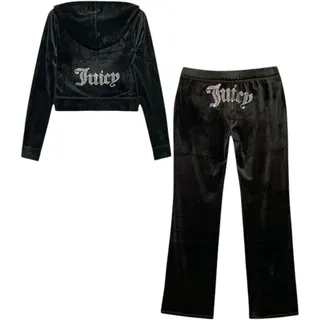 Juicy Couture Damen Bling Velours Trainingsanzug, Lakritze, X-Large - XL