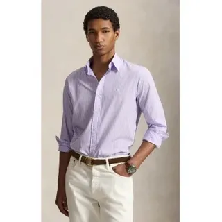 Polo Ralph Lauren für Herren. 710B15595012 Tailliertes Hemd aus Popeline mit lila Streifen (M), Lässig, Flieder, Baumwolle, Langarm