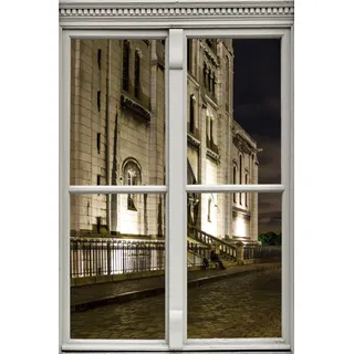 Wandsticker QUEENCE "Haus", grau, B:40cm H:60cm T:0,1cm, Wandtattoos, Wandsticker, Wandbild, selbstklebend, 3D, Fenster