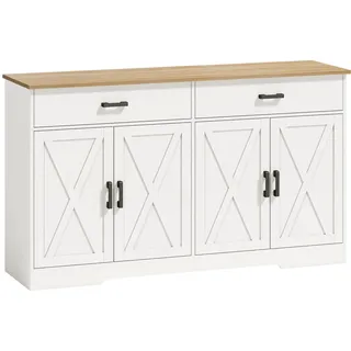 Homcom Buffet Küchenschrank 140 x 38 x 81 cm Weiß