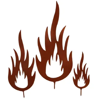 UNUS Flammen Feuer Gartenstecker 3er Set zum Schrauben in Holz