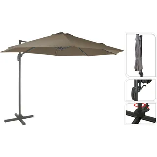 GreenGarden® Ampel Sonnenschirm 300 cm rund schwenkbar mit Fuss hellgrau