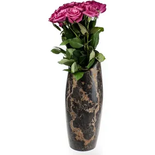 Famanu Design-Vase mit Marmor-Optik - Stehende Bodenvase - Dekoration Wohnzimmer - 33,5 cm hoch - Schwarz Gold