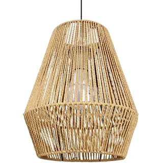 MagiDeal Webseil Rattan Pendelleuchte Schirm Lampenschirm Deckenlaterne Abdeckung Rustikaler Vintage-Stil für Zuhause Flur Staubdicht Kronleuchter Abdeckung, Khaki