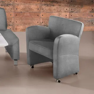 exxpo - sofa fashion Sessel Intenso Leder 66 x 83 x 66 cm Grau mit Rollen