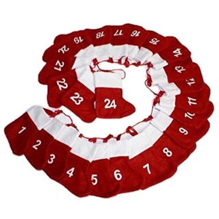 HAAC Adventskalender Advent Girlande mit 24 Socken Filz rot