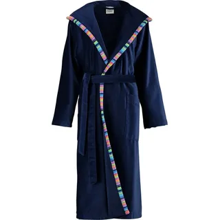 Cawö Bademantel Bademantel mit Kapuze, Rückenlänge cm: 120/lang (ab 111 cm):, Velours-Frottier, mit Kapuze/mit Aufsatztasche:, default, Velours Uni blau 38