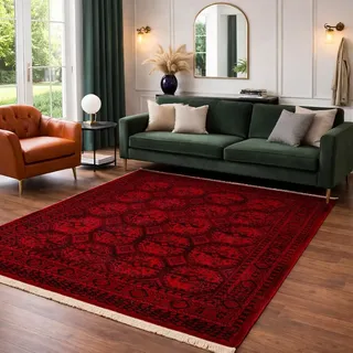 VIMODA Teppich ROYAL Dunkelrot im Vintage-Orient Stil“– Hochwertig & Pflegeleicht,Maße:200x290 cm;Farbe:Red6