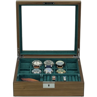 Rothenschild Uhrenbox & Schmuckbox RS-2443-W für 10 Uhren + 2 Fächer