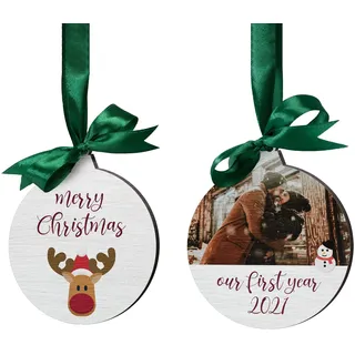 Weihnachtsanhänger Holz mit eigenem Foto personalisiert - Christbaumkugel für Deinen Weihnachtsbaum - individuelle Weihnachtskugeln & Holzanhänger gestalten