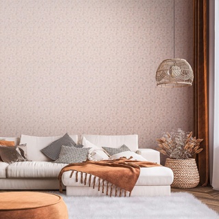 Livingwalls Travel Styles Vliestapete - Tapete mit Sträucherranken in Rosa und Weiß - skandinavische Wandtapete für verschiedene Räume in 10,05 m x 0,53 m