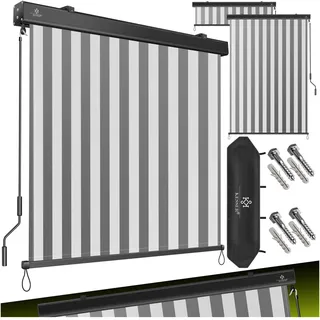 Kesser Senkrechtmarkise Außenrollo 180 x 250 cm Grau/Weiß