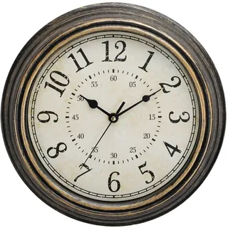 Vintage 30 Cm Geräuschlose Quarz-wanduhr Mit Großen Ziffern, Hd-glas Und Antik-kupfer-finish