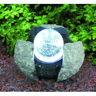 Gardenforma Wasserspielset Brandur - Granit dunkelgrau mit drehender Glaskugel