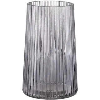 KAYLETIN Schwarze Glasvase für Blumen, gerippte Vase, Blumenvasen für Strauß, moderne Glasvasen für Wohnzimmer, Schlafzimmer, Esstisch, Büro, Regal, 20 cm
