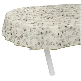 ANRO Wachstuchtischdecke abwaschbar Oval 200 x 140 cm Eukalyptus