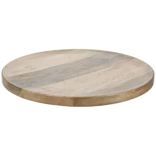 Meinposten Dekoteller Teller Holzteller Dekoteller Mangoholz Holz Ø 38 cm (1 St), Filzgleiter auf der Unterseite beige|braun