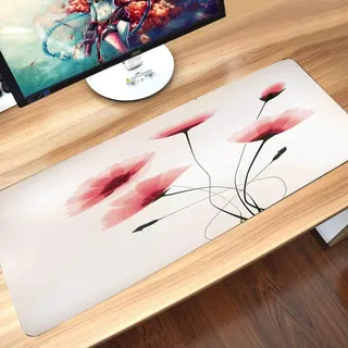 Gaming-Mauspad Gummiunterseite,Abstraktes Dekor, reine romantische kühle einfache natürliche Blume mit Blüte,Schreibtischunterlage Abwischbar Anti Rutsch Matte Multifunktionales Office Mousepad60x35cm