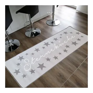 TOPANBIETER 999 Küchenläufer Sterneküche hellgrau – 180 x 67 cm – Rutschhemmend, pflegeleicht & strapazierfähig – Teppichläufer für Küche, Flur – Fußbodenheizung geeignet- Küchenteppich